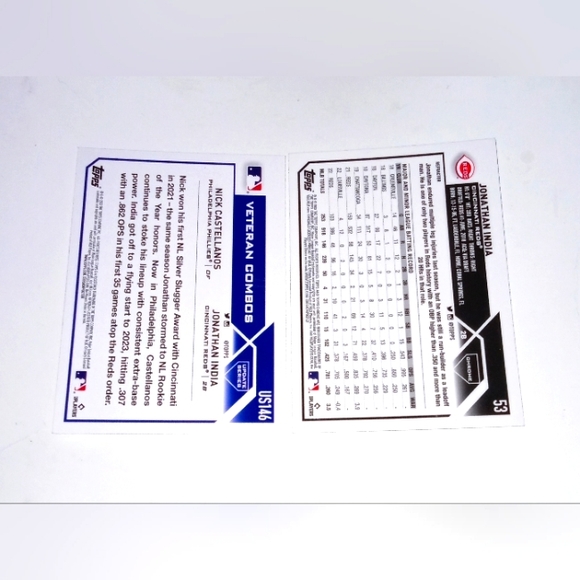 Jonathan India Topps Chrome 2023 #53 + 2023 Topps Update Series #US146 - Picture 2 of 2